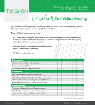 Greenville - Evaluating Senior Living Options Checklist - Cover