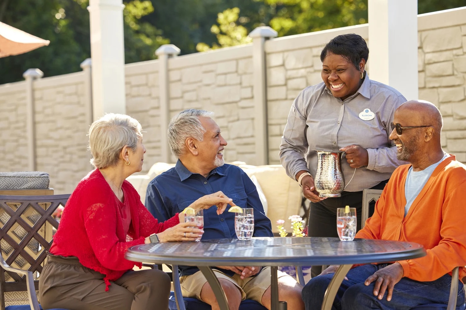 arbor terrace Seniors Being Served Outside